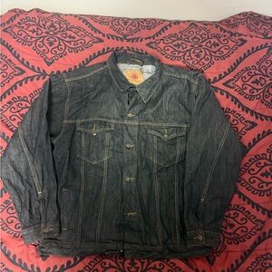 Members Property Jeans Denim Blue Trucker Jacket Button Long Sleeve Men's Sz 3XL